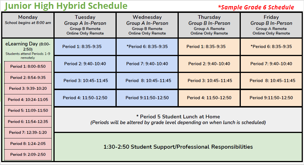 Junior High Schedule 